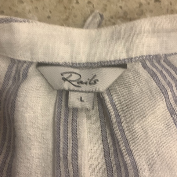 NWOT Rails Marti Cayman Stripe White Linen Blend Long Sleeve Blouse Size Large - Picture 11 of 16